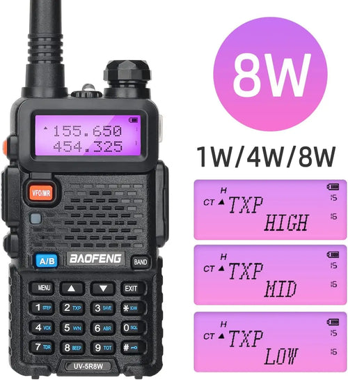 1/2X Baofeng UV-5R 8W Tri-Power Walkie Talkie High Power Dual Band Long Range 128CH Portable Handheld UV 5R Ham Two Way Radio