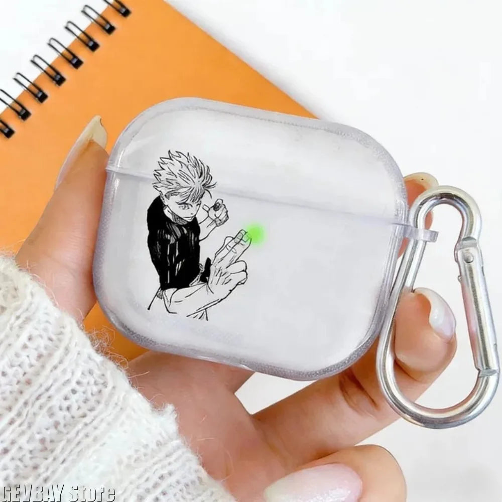 Anime Gojo Satoru Transparent Case for Airpods Pro 3 2 1  4 Cute Cartoon Japanese Cases TPU Earphone Cover
