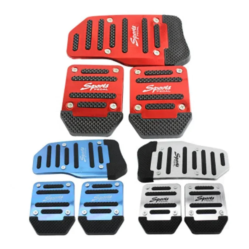 New 3Pcs/set Universal Non-Slip Aluminum Manual Transmission Car Pedal Cover Set Kit Pedali Red/Blue/Silver Car Accessories