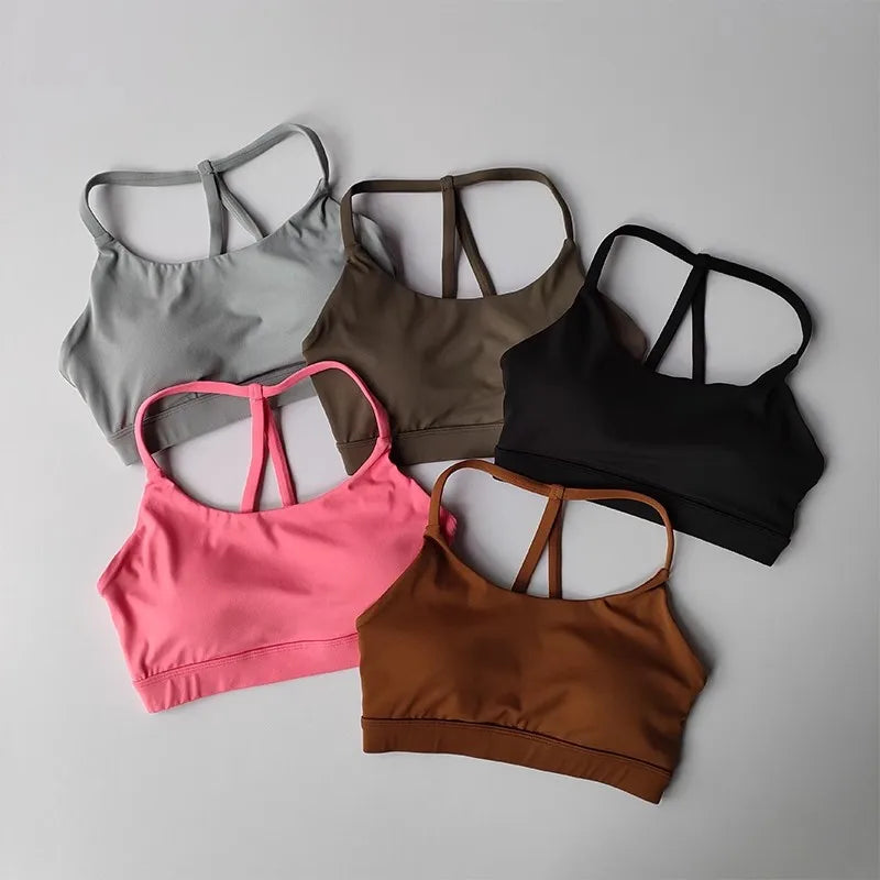 Women's Sexy Back Sports Bra Top Push-Up Yoga Underwear Fitness Crop Top Workout Yoga Top Soft Beauty Back Bras Gym Underwear