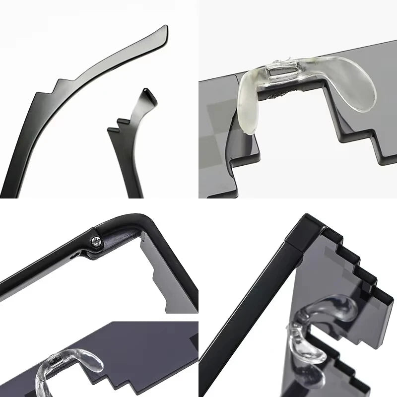 Mosaic Sunglasses Cool Party Vintage Shades Eyewear For Men Women Pixelated Sunglasses Unisex Gift Toy Funny Glasses