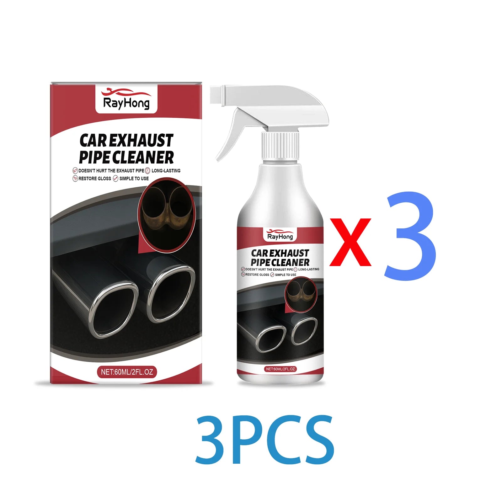 Exhaust Pipe Cleaner Spray Heavy Duty Rust Remover Car Motorcycle Muffler Carbon Deposit Cleaner Anti Smoke Engine Polish 60ml