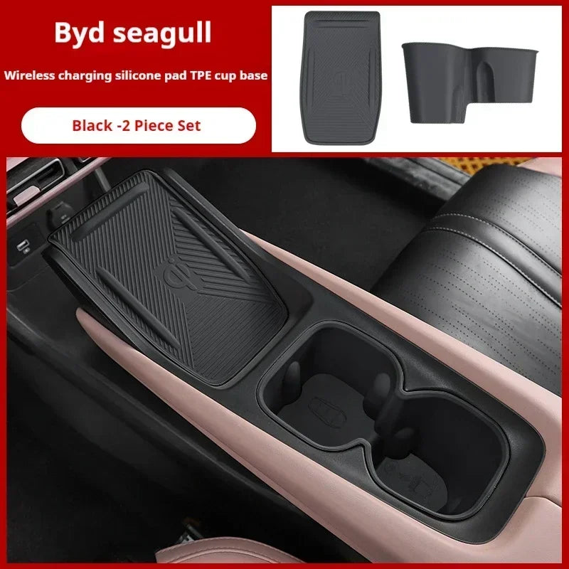 For BYD Seagull Wireless Charging Silicone Pad Interior Cup Holder Special Products Decorative Protection Artifact Accessories