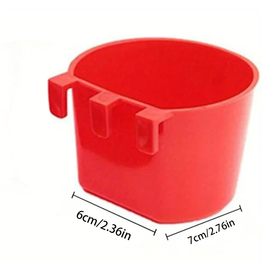 5pcs Feeder Cage Cups Hanging Chicken Water Cups Bowl with Hooks Rabbit Food Plastic Feeding Watering Supplies Pigeon Poultry