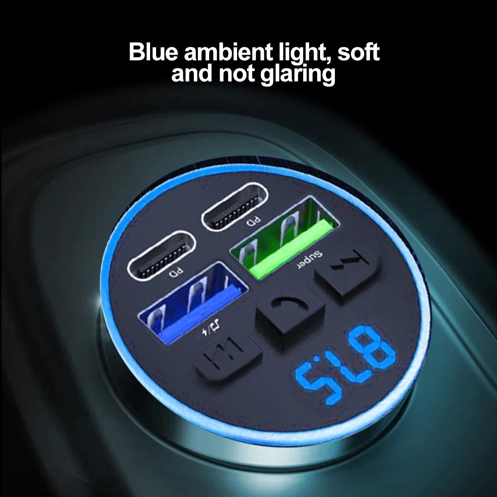 Car Charger FM Transmitter Bluetooth 5.0 Hands Free True 3.1A USB PD Fast Charging MP3 Music Player Car USB Car Charger