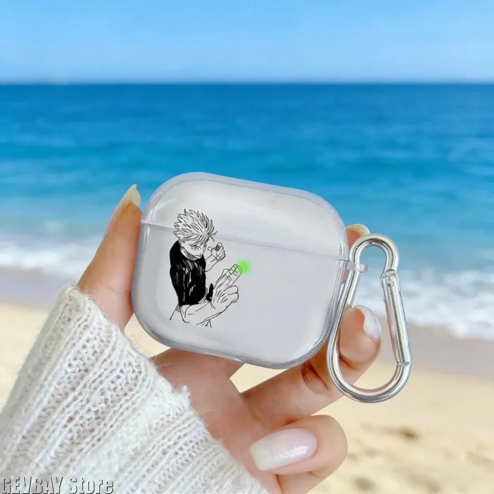 Anime Gojo Satoru Transparent Case for Airpods Pro 3 2 1  4 Cute Cartoon Japanese Cases TPU Earphone Cover