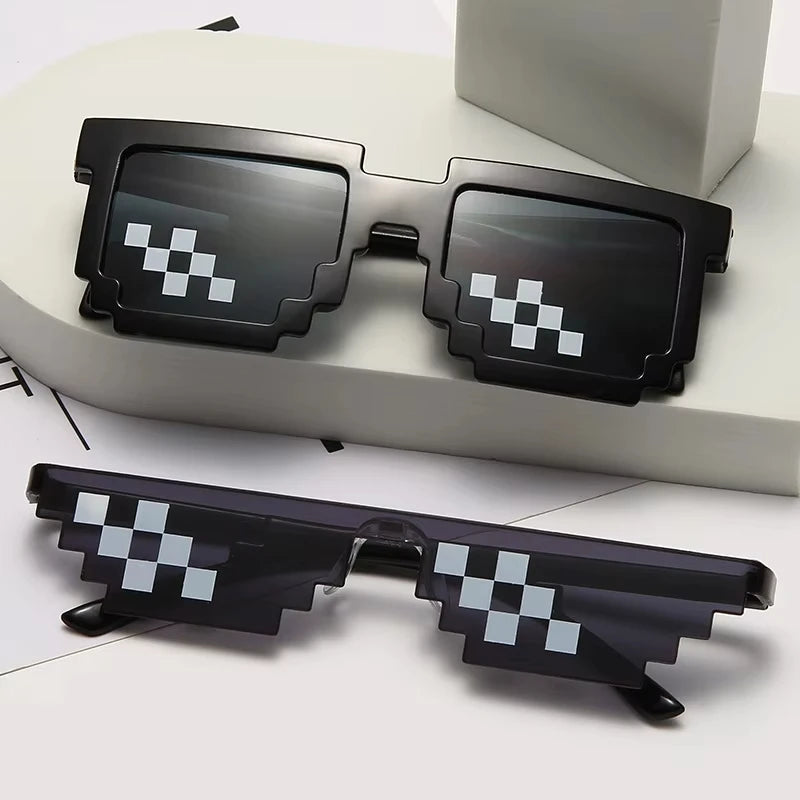 Mosaic Sunglasses Cool Party Vintage Shades Eyewear For Men Women Pixelated Sunglasses Unisex Gift Toy Funny Glasses