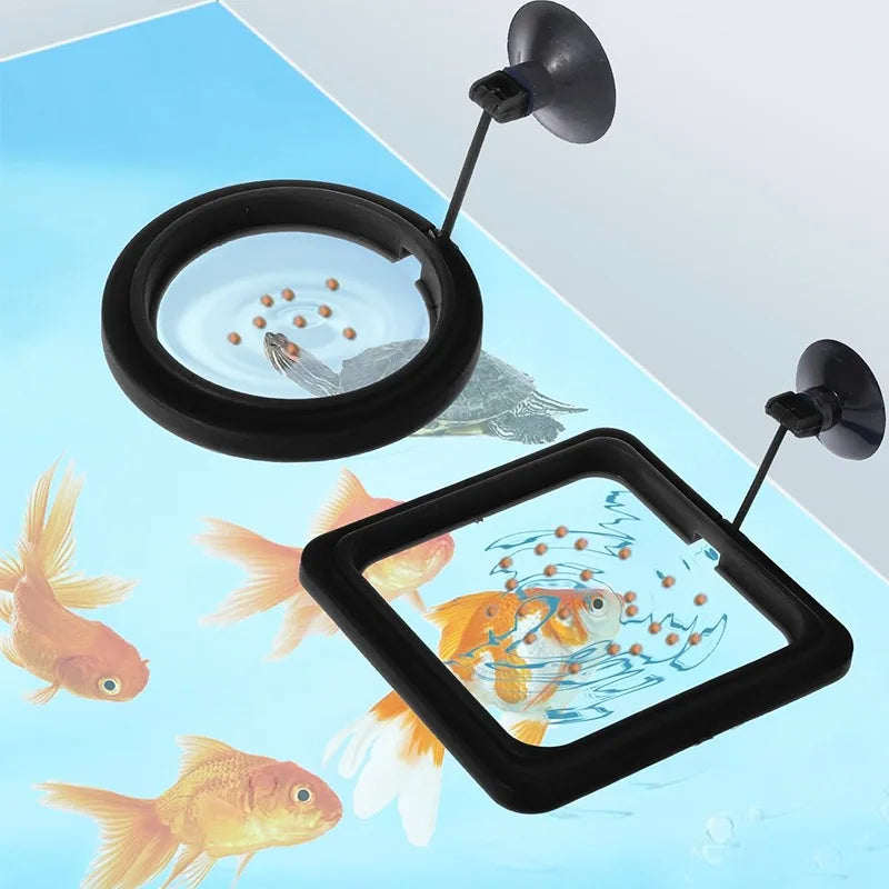 Aquarium Feeding Ring Fish Tank Station Floating Food Tray Feeder Square Circle Accessories Fish Foods Feeder With Suction Cup