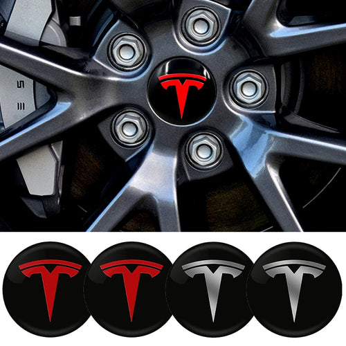 4pcs 56mm Car Wheel Center Hub Cap Badge Emblem Decal Wheel Sticker For Tesla Model Y 3 S X Roadster