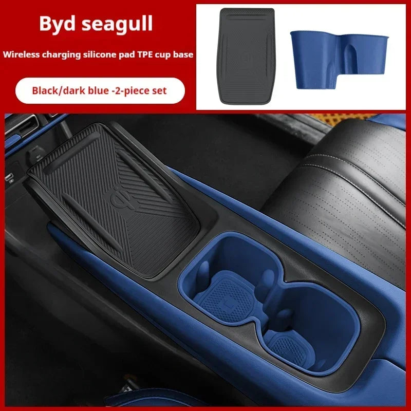 For BYD Seagull Wireless Charging Silicone Pad Interior Cup Holder Special Products Decorative Protection Artifact Accessories