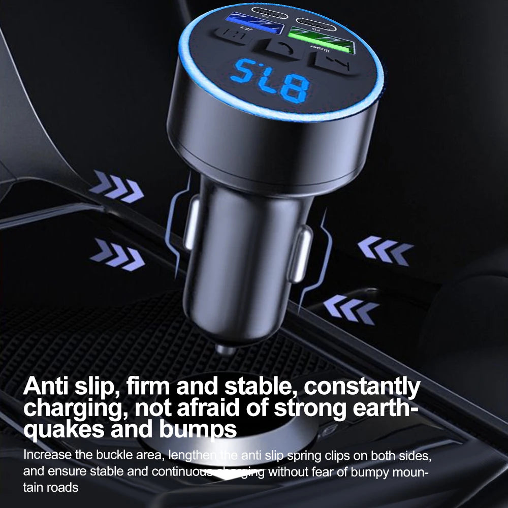 Car Charger FM Transmitter Bluetooth 5.0 Hands Free True 3.1A USB PD Fast Charging MP3 Music Player Car USB Car Charger