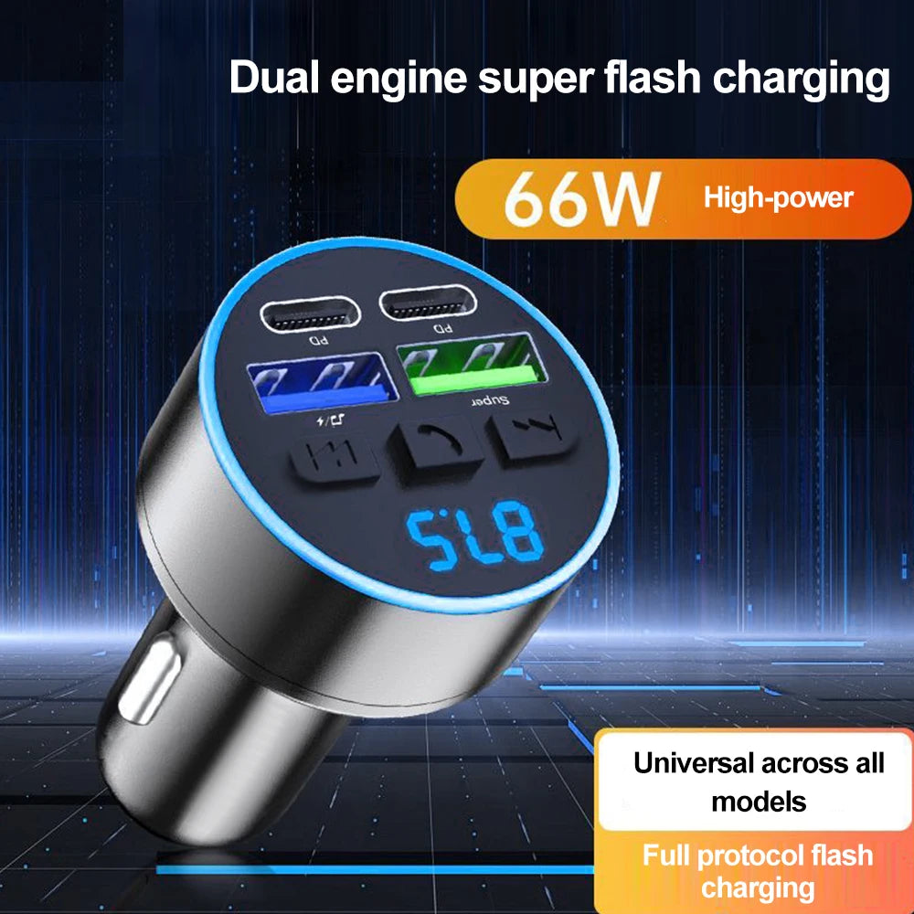 Car Charger FM Transmitter Bluetooth 5.0 Hands Free True 3.1A USB PD Fast Charging MP3 Music Player Car USB Car Charger